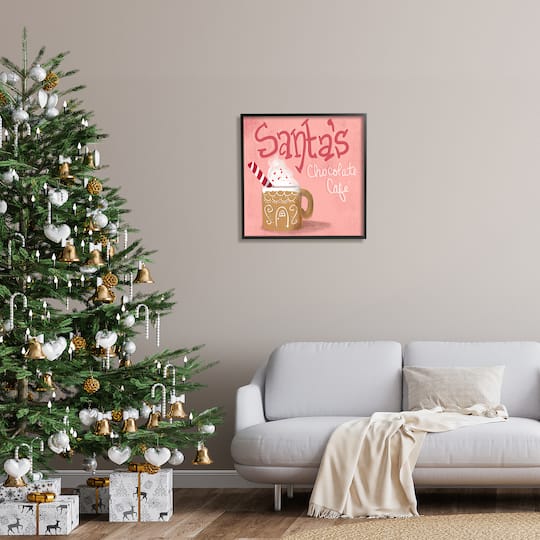 Stupell Industries Santa's Chocolate Cafe Sign Framed Giclee Art